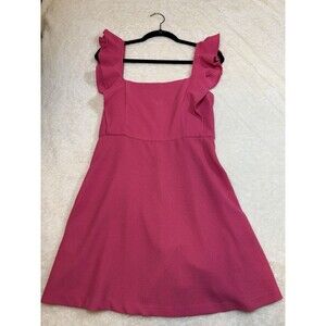 BCBGeneration Women's Pink Ruffle Sleeve A-Line Dress Square Neck Size 6